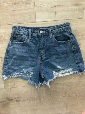High-Waist Distressed Denim Shorts